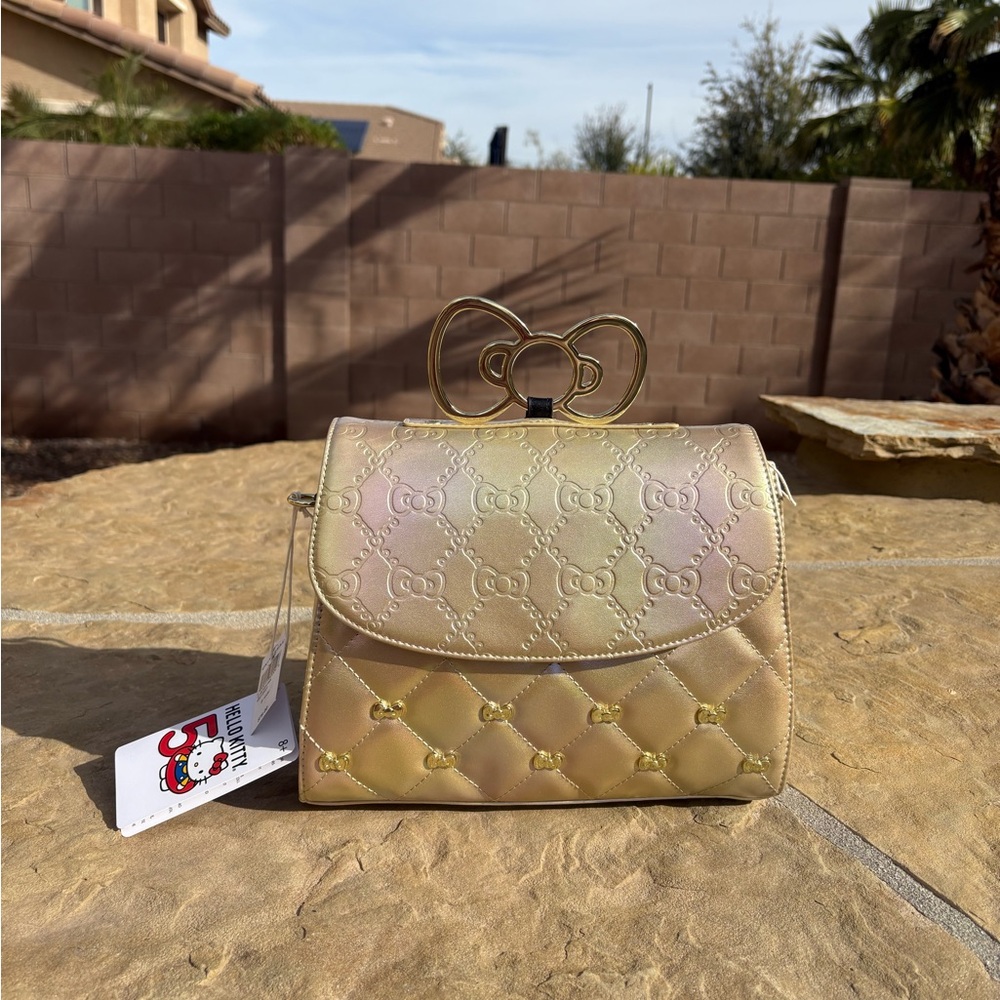 NWT 50th Anniversary Hello Kitty Gold Quilted Women's Bag - Picture 1 of 3
